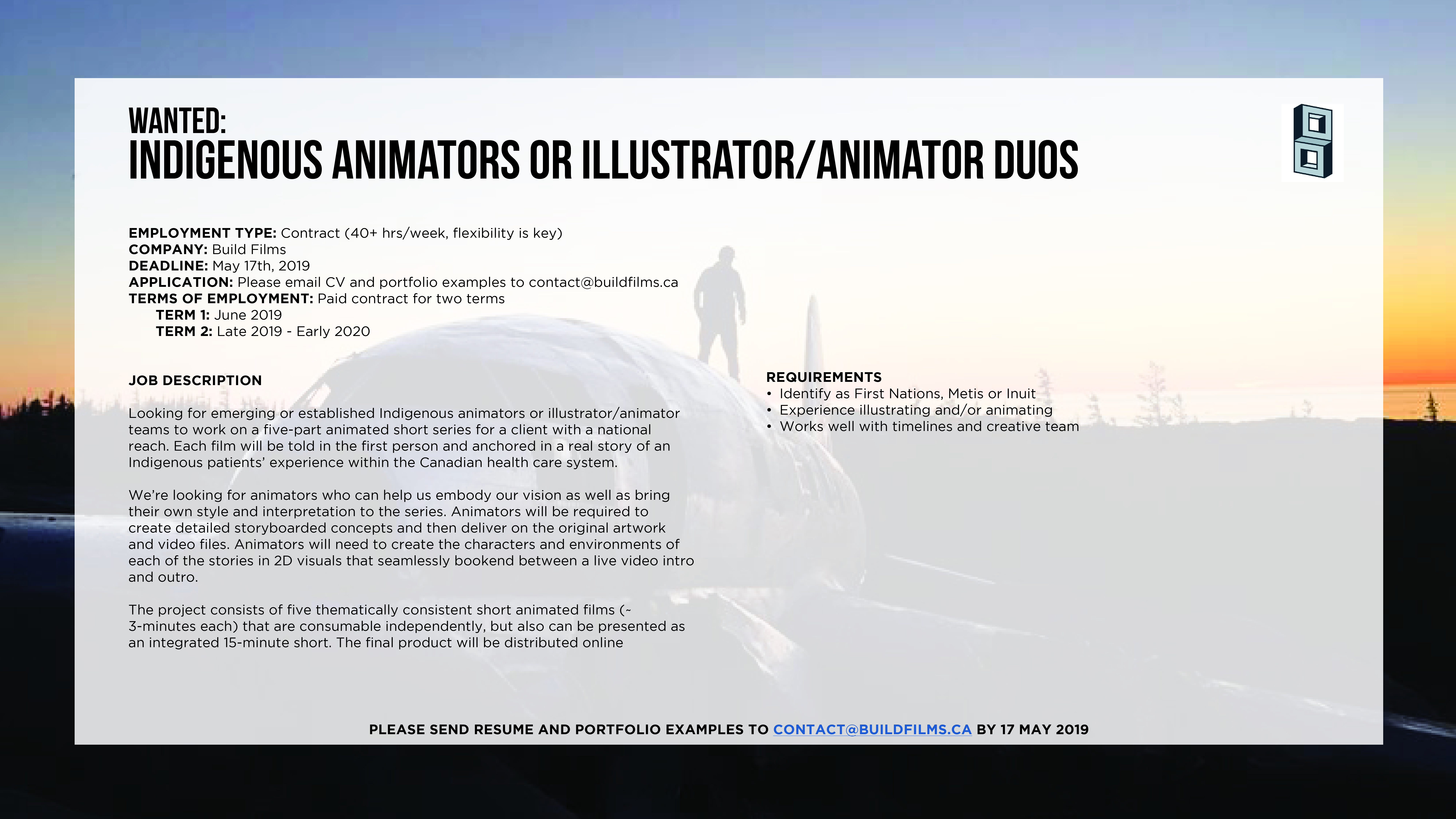 INDIGENOUS ANIMATORS (OR ILLUSTRATOR/ANIMATOR DUOS) WANTED FOR SHORT FILM  SERIES | Build Films